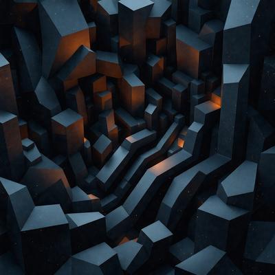 The primary subject of the image is a dark, intricate, and detailed design, possibly a digital art or illustration. The setting is a black background, which emphasizes the design's complexity. The visual style is artistic and captivating, with the design's colors and patterns creating a moody and mysterious atmosphere.